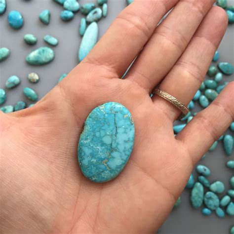 M Oval Large Blue Natural Turquoise Cabochon From The Southwest