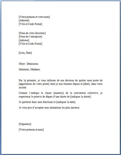 Lettre De Demission En Cdd Sans Preavis Modele De Lettre Type