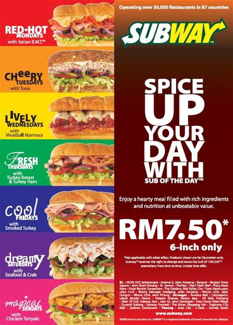 Whatever you're in the mood for, subway® has a wide variety of subs, salads, and sides to choose from. EWTO x JZ.World_: Subway Malaysia Buy 1 Free 1 Promotion ...