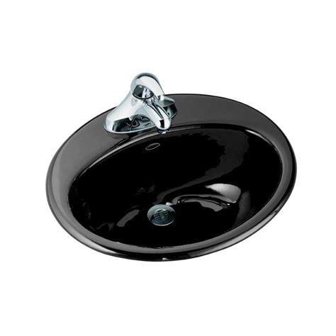 Kohler Farmington Black Black Cast Iron Drop In Oval Bathroom Sink With