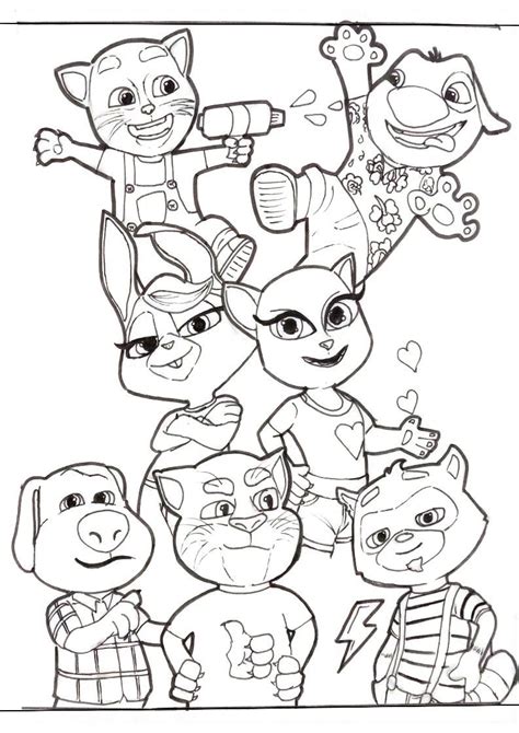 My Talking Tom And Friends Printable Colouring Page Coloring Pages
