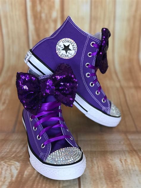 Purple Touch of Bling Converse Sneakers, Little Kids Shoe Size 10-2 