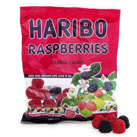 Haribo® Raspberries Gummi Candy 4oz Bag Let Go And Have Fun