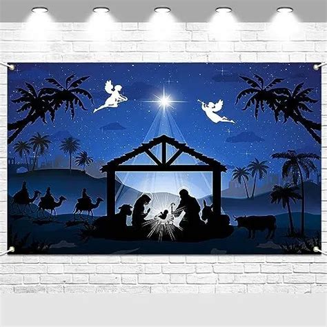 Christmas Nativity Backdrop Jesus Nativity Scene Banner Backdrop Holy