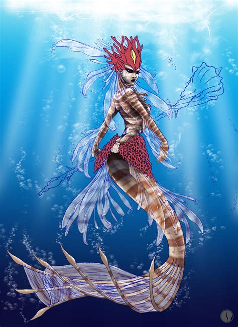 Nami The Tidecaller Red Lionfish Mermaid Wip4 By Noctume On Deviantart