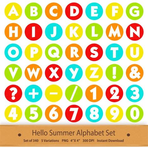 Summer Digital Alphabet Printable Summer Clipart Summer Clip Etsy