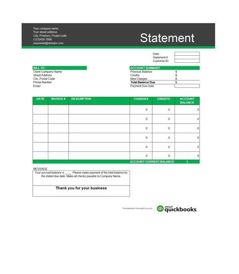 Printable Statement Template