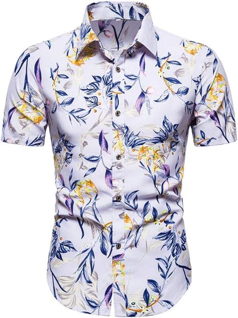 Camisa De Vestir Hawaiana Para Hombre De Algod N Puro De Verano De Manga Corta Estampada Suelta