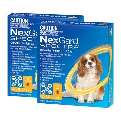 Nexgard Spectra Chewables For Small Dogs Yellow 36 75kg 12 Pack
