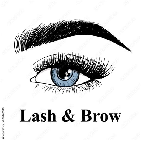 Beauty Lash And Brow Studio Logo Typography Poster Blue Eye Eyebrow