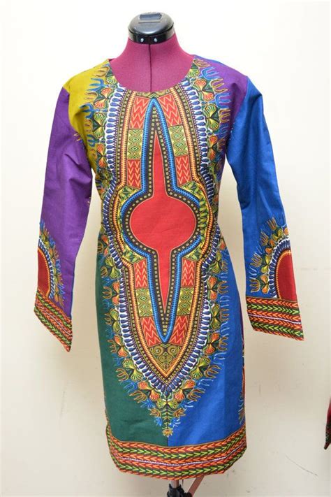 A Beautiful Dashiki Dress With Long Bell Sleeves Etsy Dashiki Dress Over 50 Womens Fashion