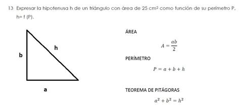 Expresar La Hipotenusa H De Un Triángulo Con área De 25 Cm2 Como