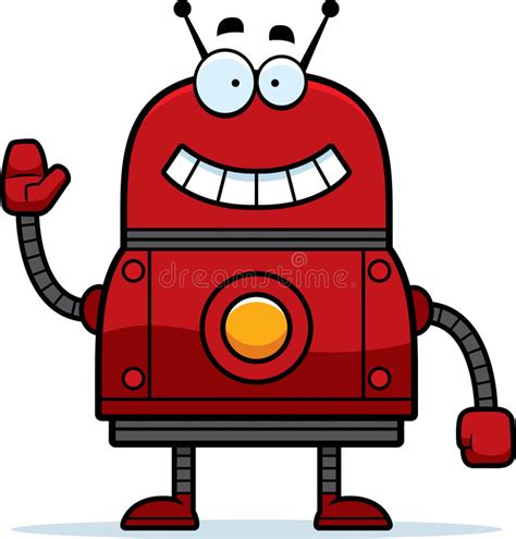 Waving Red Robot Stock Vector Illustration Of Greeting 47170381