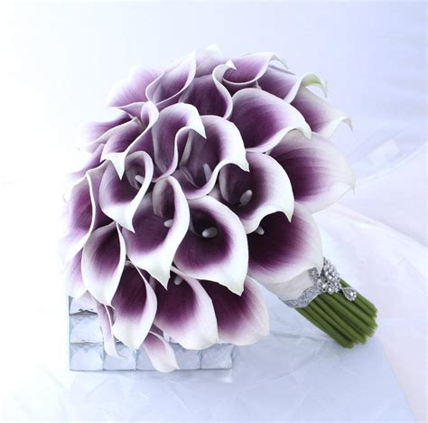 purple wedding bouquet real touch picasso cally lily bouquet elegant purple bridal bouquet