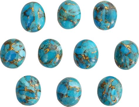 Natural Blue Copper Turquoise X Mm Oval Cabochon Jewelry Making Loose