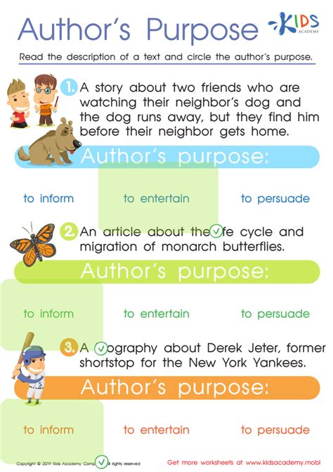 Authors Purpose Worksheet For Kids Answers And Completion Rate