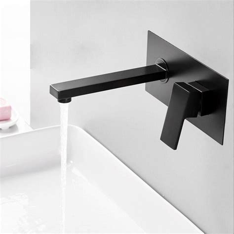 This is the best simple design that fits right on the wall. Luxury Matte Black Bathroom Faucet Basin Sink Tap Wall ...
