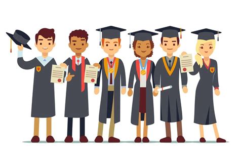 Vector Graduation Concept With Students College Graduate By