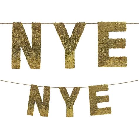 Gold Sequin Nye Cardstock Letter Banner 12ft Party City
