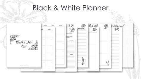 Free Black And White Planner Printables Printable Templates