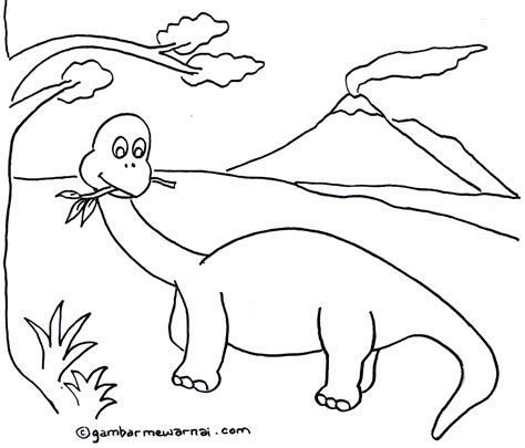 Gambar mewarnai untuk anak paud, tk dan sd sebagai contoh cara menggambar dan mewarnai. Gambar Mewarnai Dinosaurus - Gambar Mewarnai