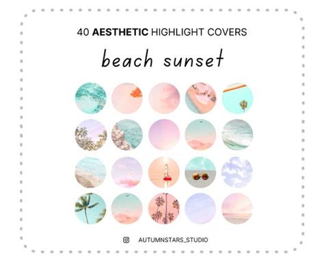 40 Aesthetic Beach Sunset Instagram Story Highlight Covers Etsy