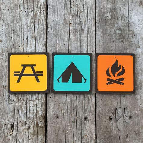 Camping Icons Sign Set Handmade Screen Printed Signs Etsy Canada