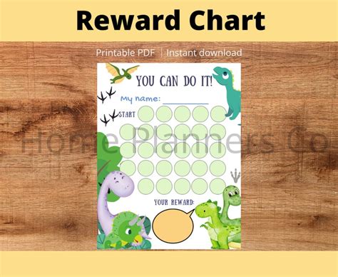Printable Dinosaur Reward Chart Dinosaur Kids Behavior Chart Etsy