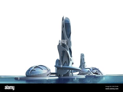 Futuristic City Silhouette With Organic Architectural Structures For