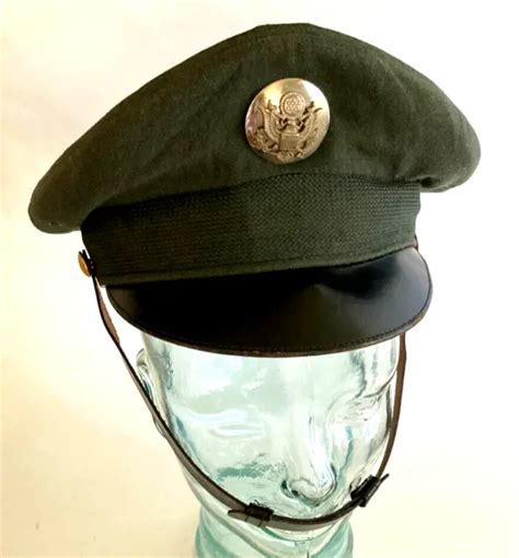 Vtg 1957 Us Army Enlisted Service Dress Military Cap Hat Hlus