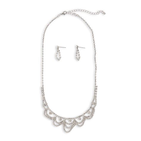 Silver Bib Necklace Earring Set 3072663 Truworths