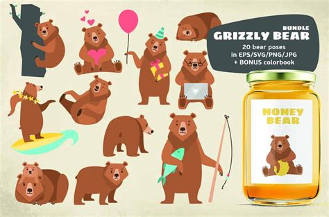 Grizzly Bears Clipart Bundle