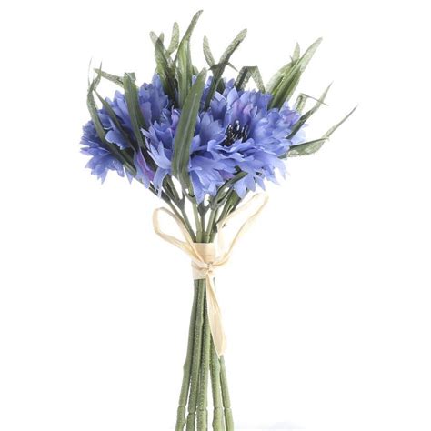 Light Blue Artificial Cornflower Bundle Bushes Bouquets Floral