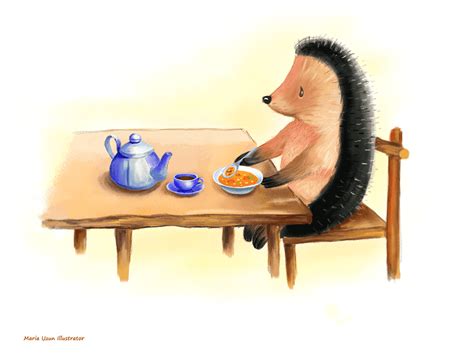Hedgehog Eating Pastel By Maria Uzun