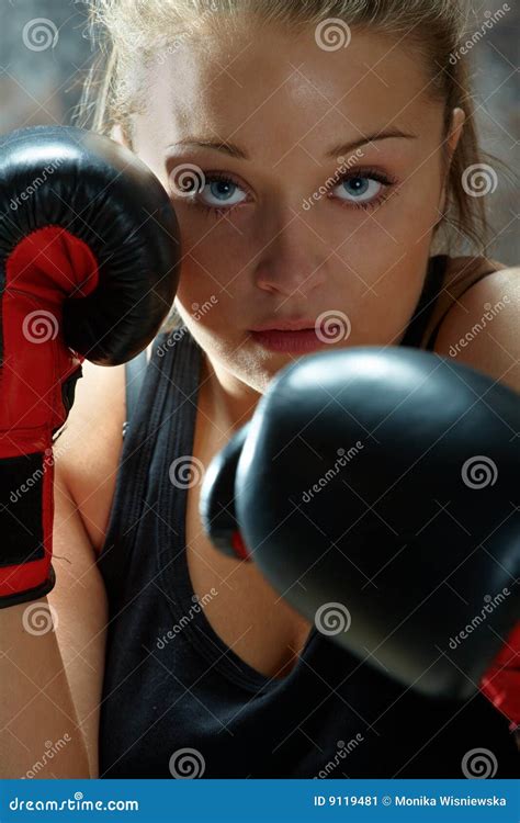 Fighter Woman Wearing Boxing Gloves Stock Image Image Of Glove