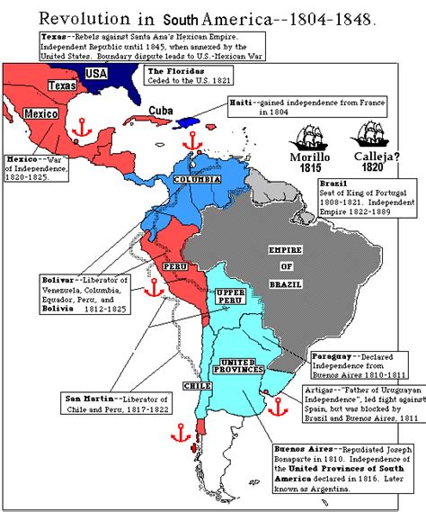 Simon Bolivar Revolution Map
