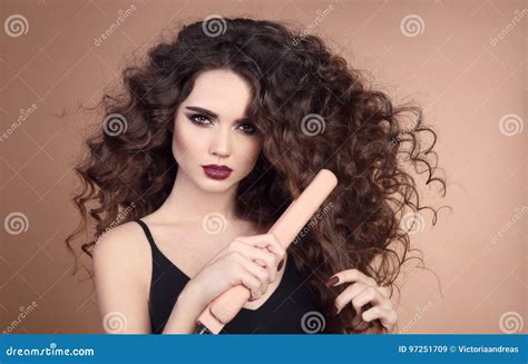Hairstyling Curly Beauty Hair Glamour Portrait Of Beautiful Woman