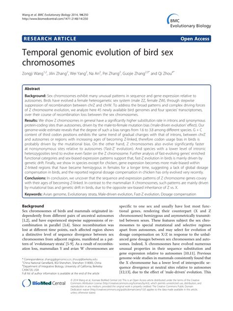 Pdf Temporal Genomic Evolution Of Bird Sex Chromosomes