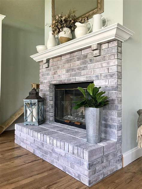 Pin By Janice Allen On Vintage White Wash Brick Fireplace White