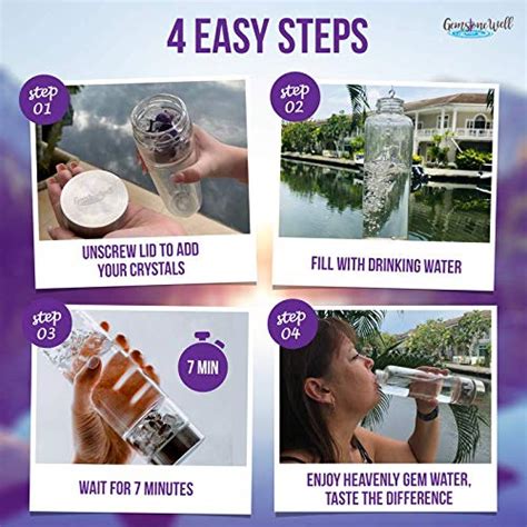 Crystal Water Bottle Elixir Set Includes Authentic Amethyst Clear Quartz Crystals And
