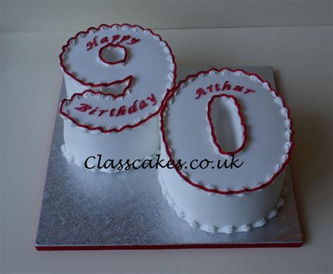 Number 90 Birthday Cake In White And Red 90th Birthday Cakes 80