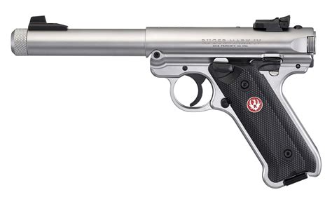 Pistolet Ruger Mark Iv Target Inox 512 Fileté 12x28 Calibre 22 Lr