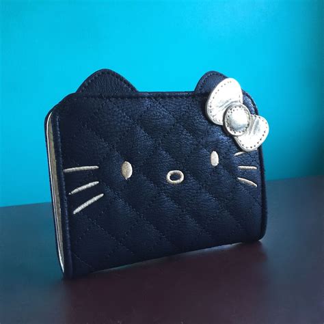 Hello Kitty Quilt Wallet Black Hello Kitty Bag Sanrio Bag Gold Wallet
