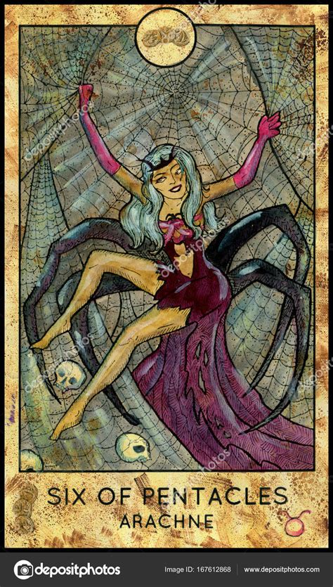 Gorgon Minor Arcana Tarot Card Six Of Pentacles Stock Photo By