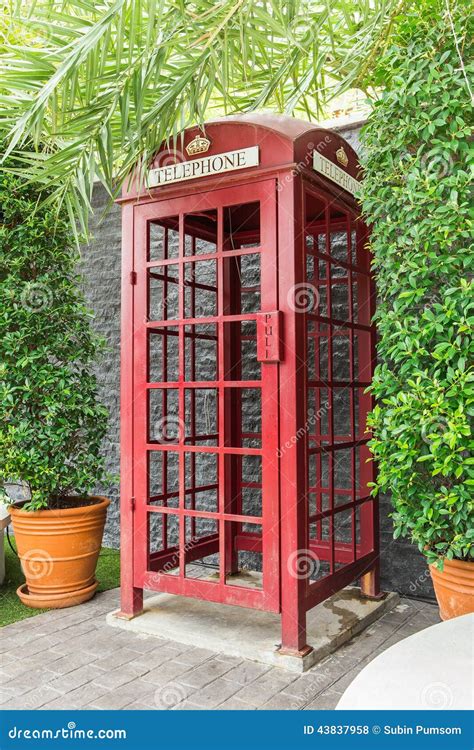 Red Public Telephone Booth Stock Photo Image Of Equipment 43837958