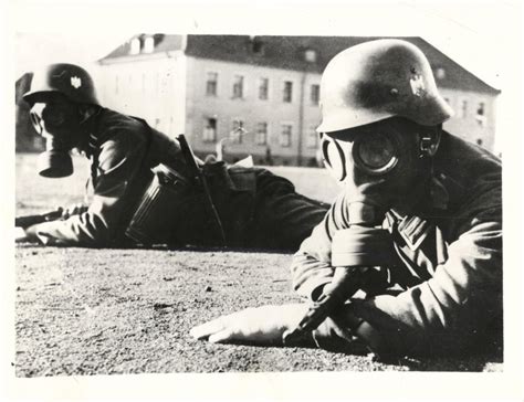 1942 Gas Masked German Soldiers Practicing For Chemical Warfare During