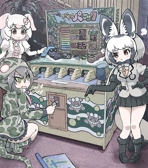 Safebooru 3girls Animal Ears Arcade Cabinet Bat Eared Fox Kemono