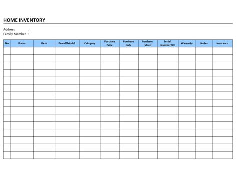 Home Inventory Log Templates At