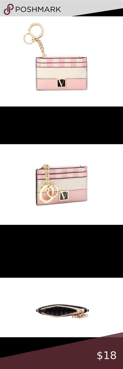 Victorias Secret Signature Stripe Key Chain Cardholder Wallet Card