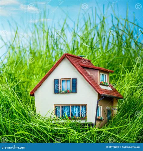 House On The Green Grass Stock Photo Image Of Grass 34193282